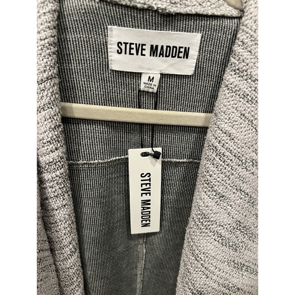 New STEVE MADDEN Duster Coat Open Front Long Jacket Slub Knit Pockets M NWT $109 - Picture 8 of 12